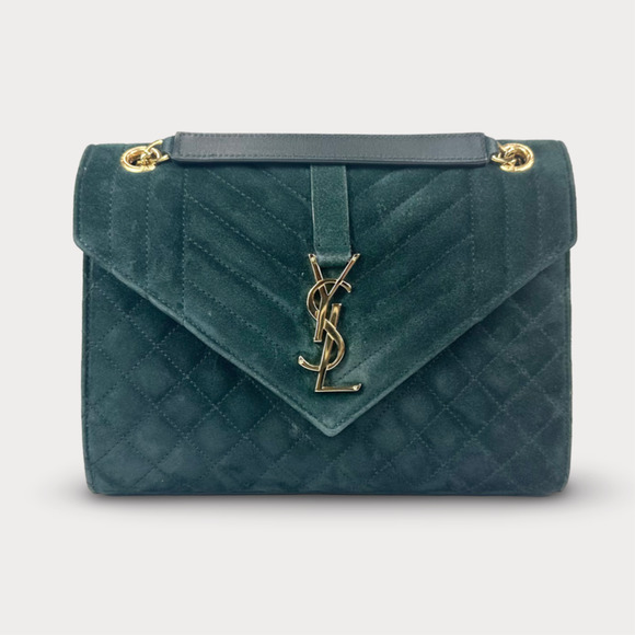 Saint Laurent Medium Suede Triquilt Envelope Shoulder Bag - Picture 1 of 13